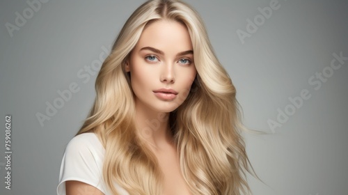 Elegant Blonde Woman with Luxurious Hair. Generative ai