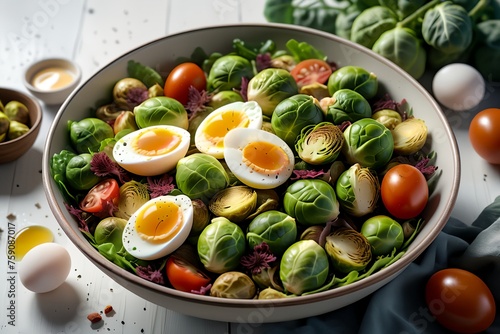 Brussels sprouts salad with vegetables.