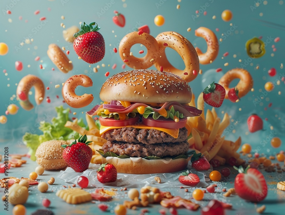 Diet-conscious junk food visuals appealing art