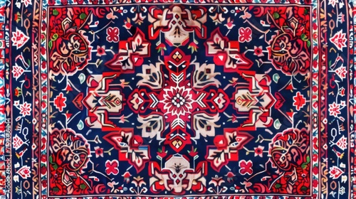 a vivid red and blue pattern that is indicative of an Egyptian tent fabric design.