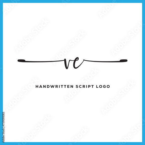 VE initials Handwriting signature logo. VE Hand drawn Calligraphy lettering Vector. VE letter real estate, beauty, photography letter logo design. photo