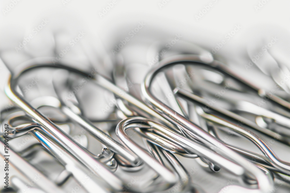 close-up of neatly arranged paper clips, symbolizing organization and efficiency in the workplace, against a crisp white background, close-up of neatly arranged paper clips, symbolizing organization and efficiency in the workplace, against a crisp white background,
