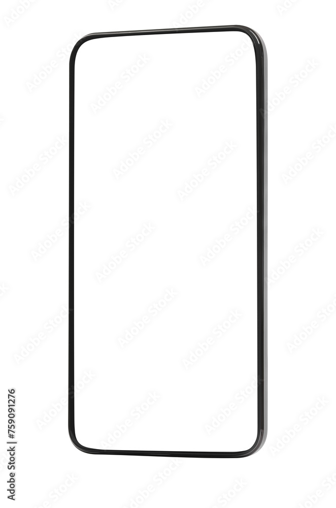 One modern smartphone with blank screen isolated on white One modern smartphone with blank screen isolated on white