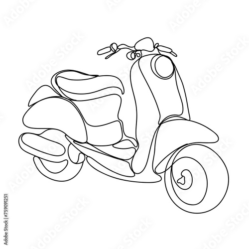 Line art motorbike illustration. Vector outline moped.