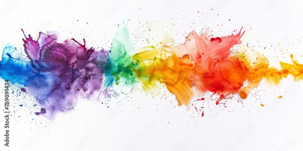 Exuberant watercolor display showcasing a rainbow transition, celebrating the essence of joy and creativity.