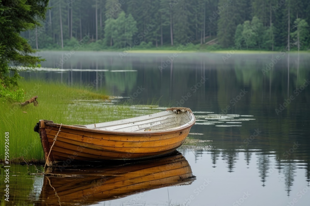 Rowboat on a calm lake photography Rowboat on a calm lake photography