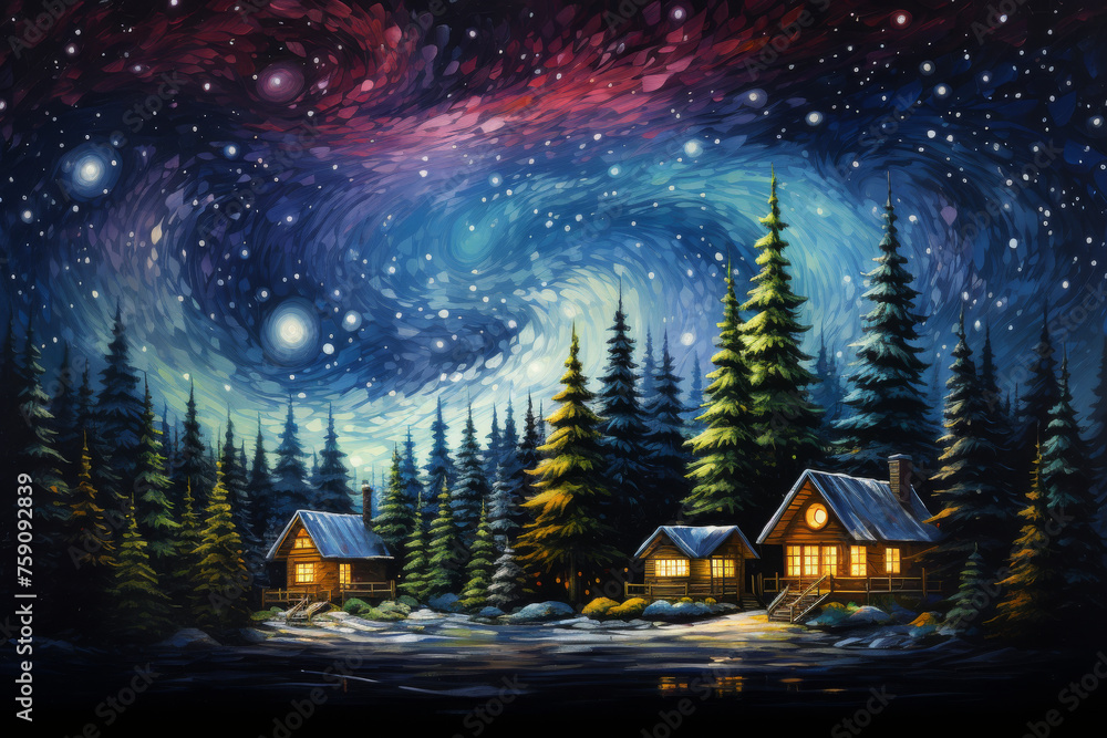Painting of Night Star Sky