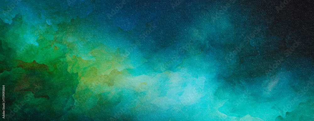 Abstract background blue green color flow grainy wave dark noise texture cover header wallpaper design