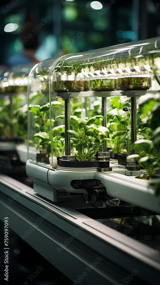 Hydroponic System in Action: A hydroponic system in operation, illustrating the soilless cultivation method.