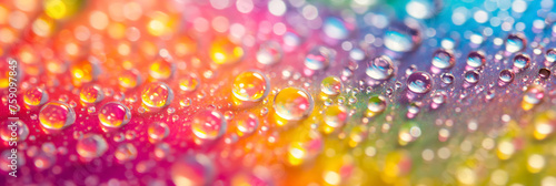 Vivid water droplets on rainbow.