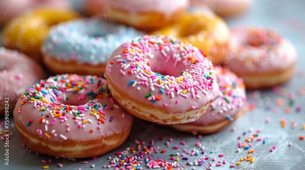Close Up of Doughnuts With Sprinkles