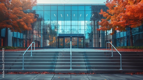 Modern Glass Building With Stairs