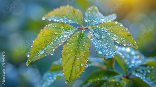 Green Leaves With Water Drops