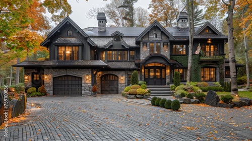 Large House With Many Windows and Driveway