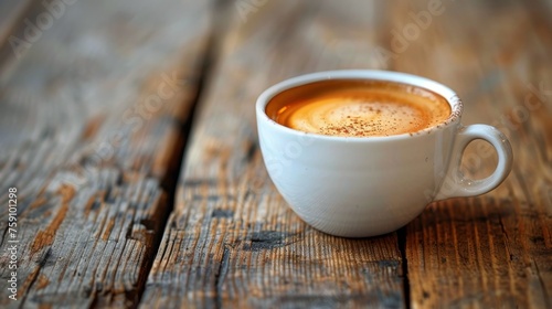 A Cup of Coffee on Wooden Table