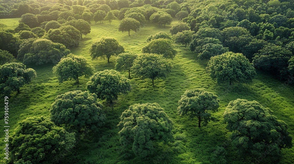 Aerial View of a Lush Green Forest