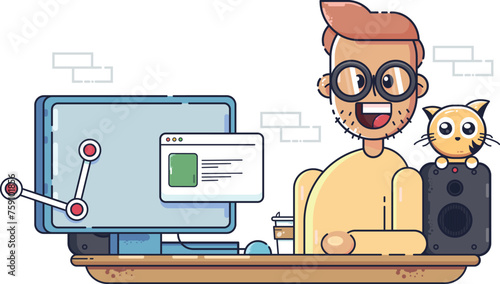 man working on computer