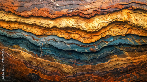 Colorful layered rock formation texture