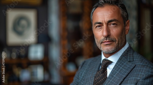 Man in Suit Looking Out Window