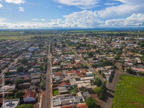 Aerial landscape during summer in city of Tangara da Serra in Mato Grosso