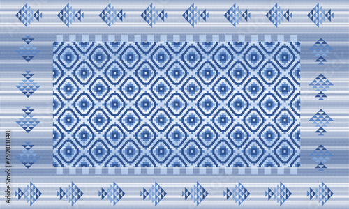Rug carpet background Geometric ethnic oriental ikat pattern traditional Design for background, carpet, wallpaper, clothing, wrapping, Batik, fabric, Vector illustration