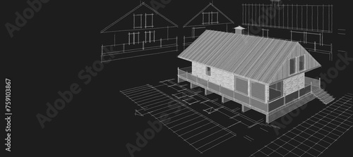 architecture house plan 3d illustration 