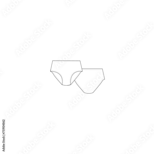 Dibujo técnico de panty | Patrón vectorial para lencería y moda