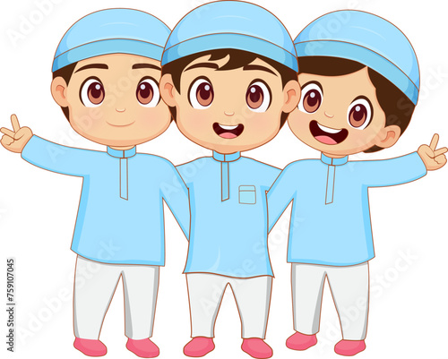 Muslim kids boy celebrate ramadan