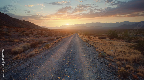 Sunrise Over Desert Road: Journey Through the Wild
