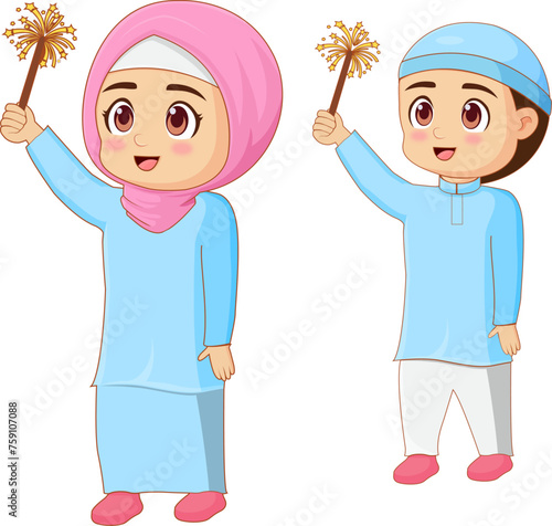 Muslim kids with firecracker