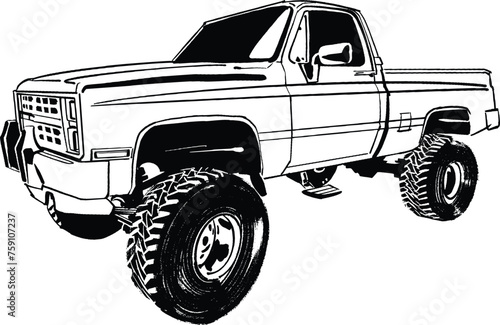 vector illustration of the black and white truck