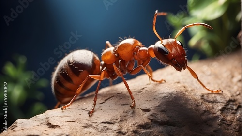 "Tenacious Ascent: Close-Up Image of Ant Effortlessly Climbing Wall" © fizza