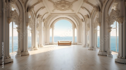 an AI-generated image showcasing a symmetrical arrangement of an opulent room  © Waqar