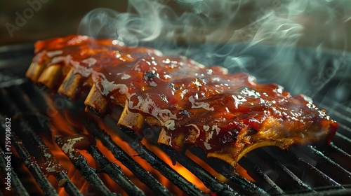 Tempting BBQ Ribs on the Grill photo