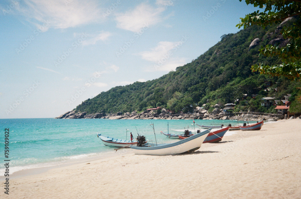 Boats on sandy beach on tropic paradise island. Boats on sandy beach on tropic paradise island.