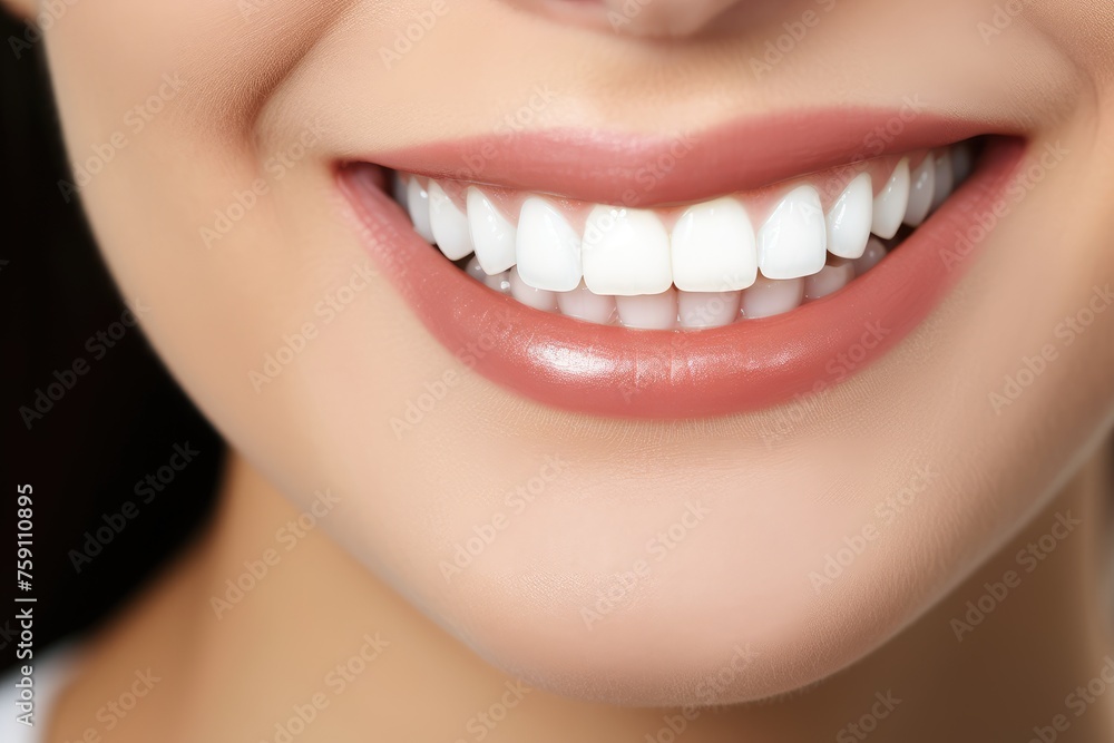 A Close-Up of a Woman's Smile with White Teeth A Close-Up of a Woman's Smile with White Teeth