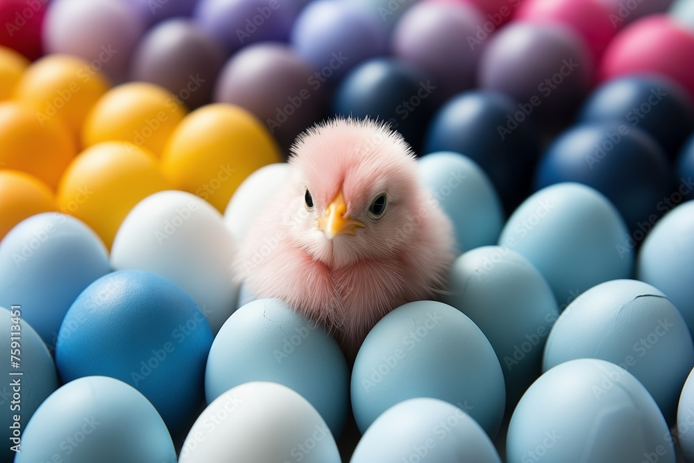 Pastel Eggs and Chick