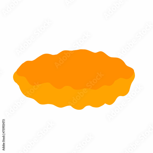 Crispy fried fish cutlet in cartoon flat style. Vector illustration isolated on white background. Food, cooking. For burgers, menu, ingredient, posters, logo, restaurant, food delivery.
