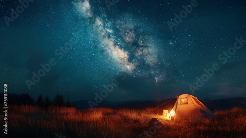 A family camping trip, with a cozy campfire and storytelling under a starry night sky.