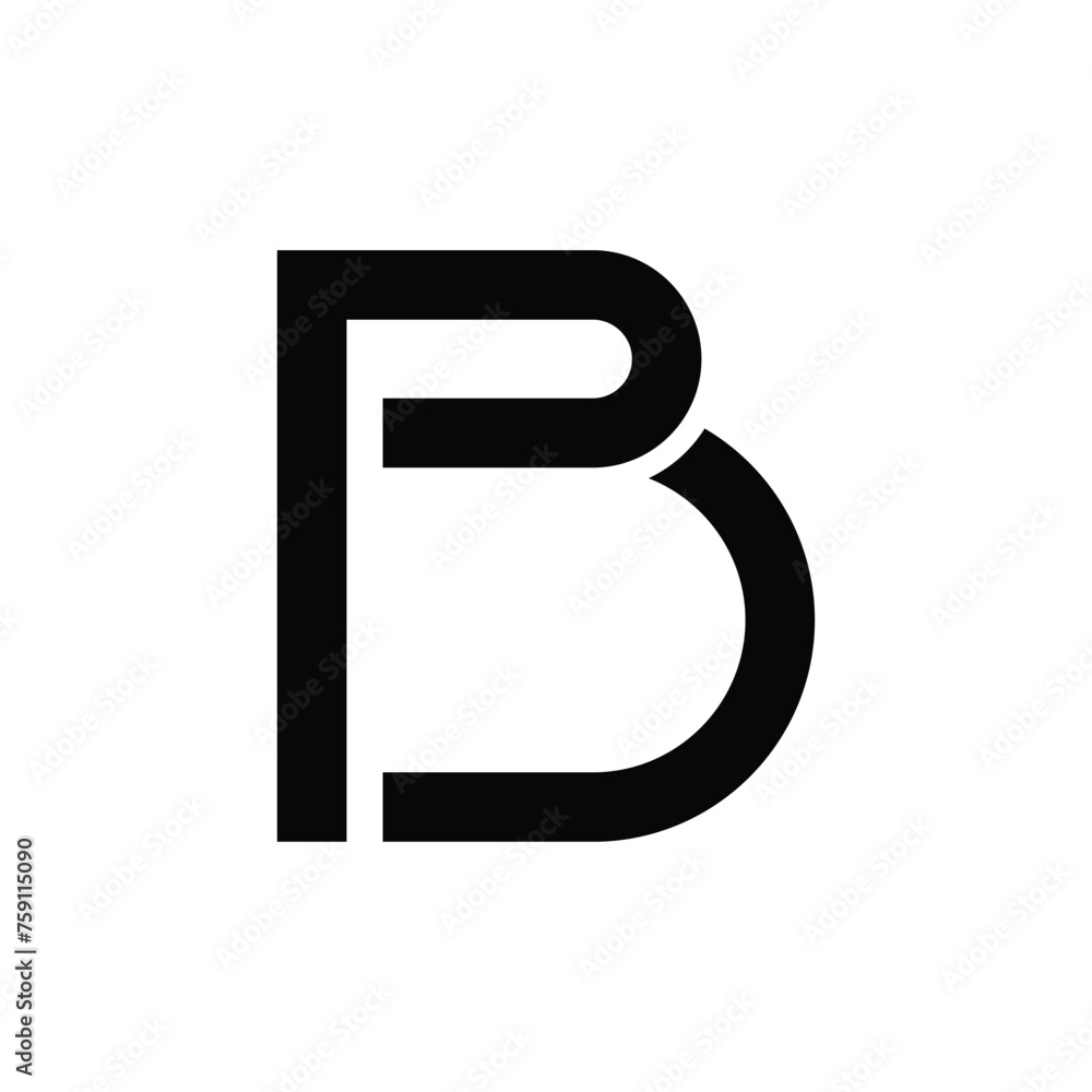 Letter p b d with simple line shape creative modern monogram logo template - obrazy, fototapety, plakaty 