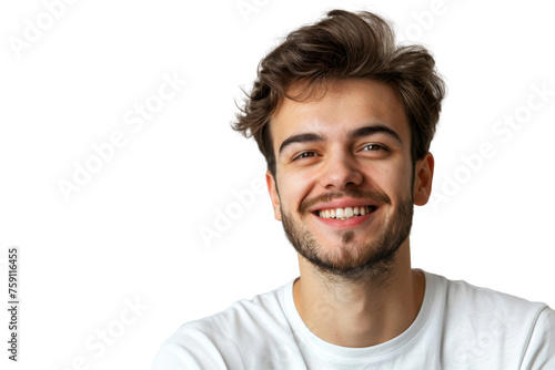 Studio portrait of a handsome young white Americana man with a beautiful smile wearing casual outfits looking at camera, isolated on transparent png background.