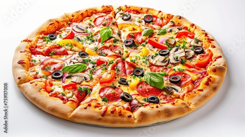 Close-up View of a Mouthwatering Pizza Placed on a Clean Plate. Delicious Italian Cuisine Concept.