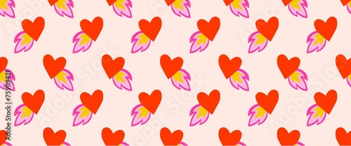 Wallpaper Mural Falling in love, flying heart on fire, concept illustration Torontodigital.ca