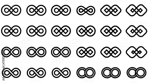 Infinity symbol  make icon set . Infinity loop icons. Vector unlimited infinity, endless, eternity, infinite, loop symbols. Unlimited endless line shape sign collection icons flat style
