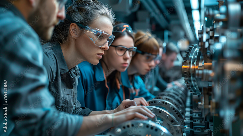 Obraz premium engineers testing the efficiency of a new turbine blade