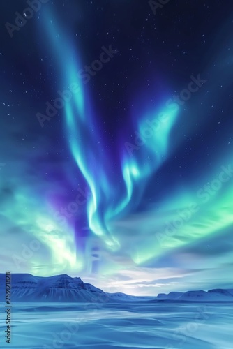 Beautiful abstract aurora northern lights in night sky. © rabbit75_fot