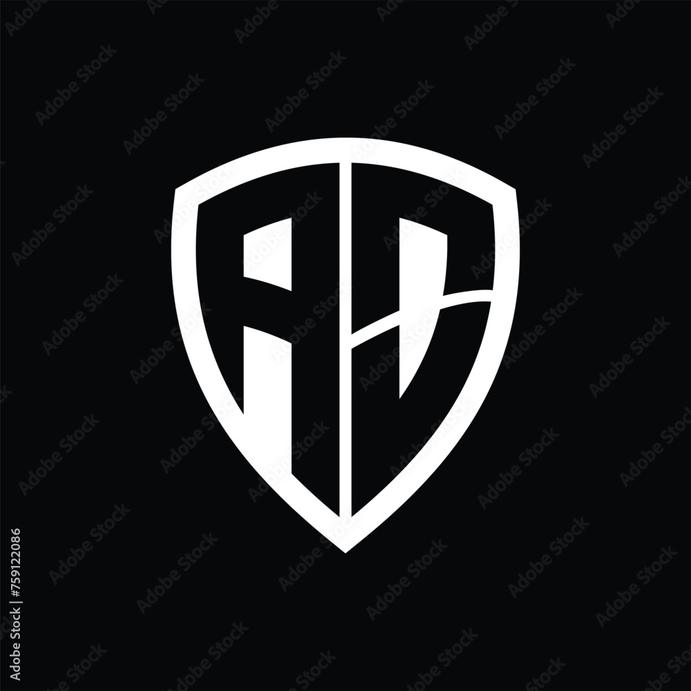 AO monogram logo with bold letters shield shape with black and white color design AO monogram logo with bold letters shield shape with black and white color design