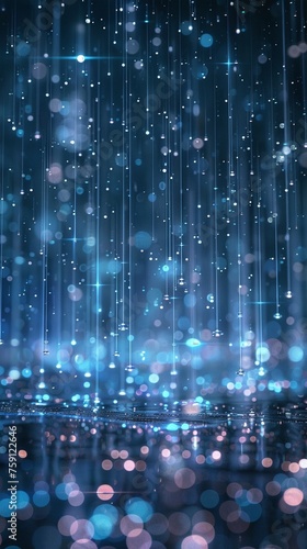 Binary code rain falls like a digital downpour a symphony of ones and zeros. photo