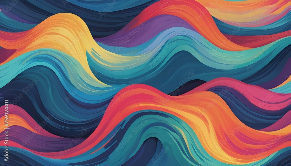 Abstract waves resembling brushstrokes of vibrant colors on a canvas Abstract waves resembling brushstrokes of vibrant colors on a canvas