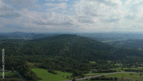 Beautiful Panorama Road Mountain Lesko Aerial View Poland photo